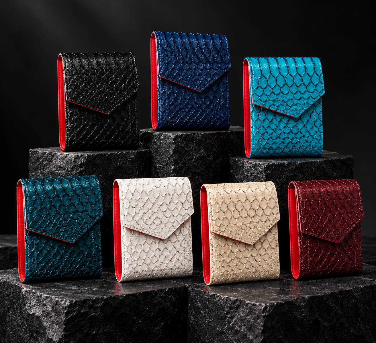 Zerda Vertical, cartera Zerda con acabado reptil
