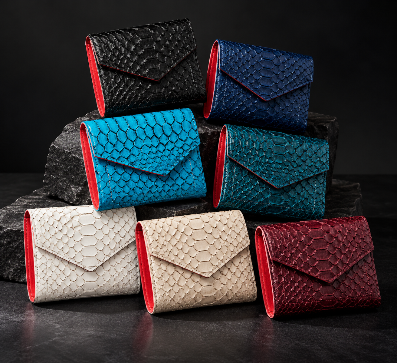 Zerda Horizontal, cartera Zerda con acabado reptil