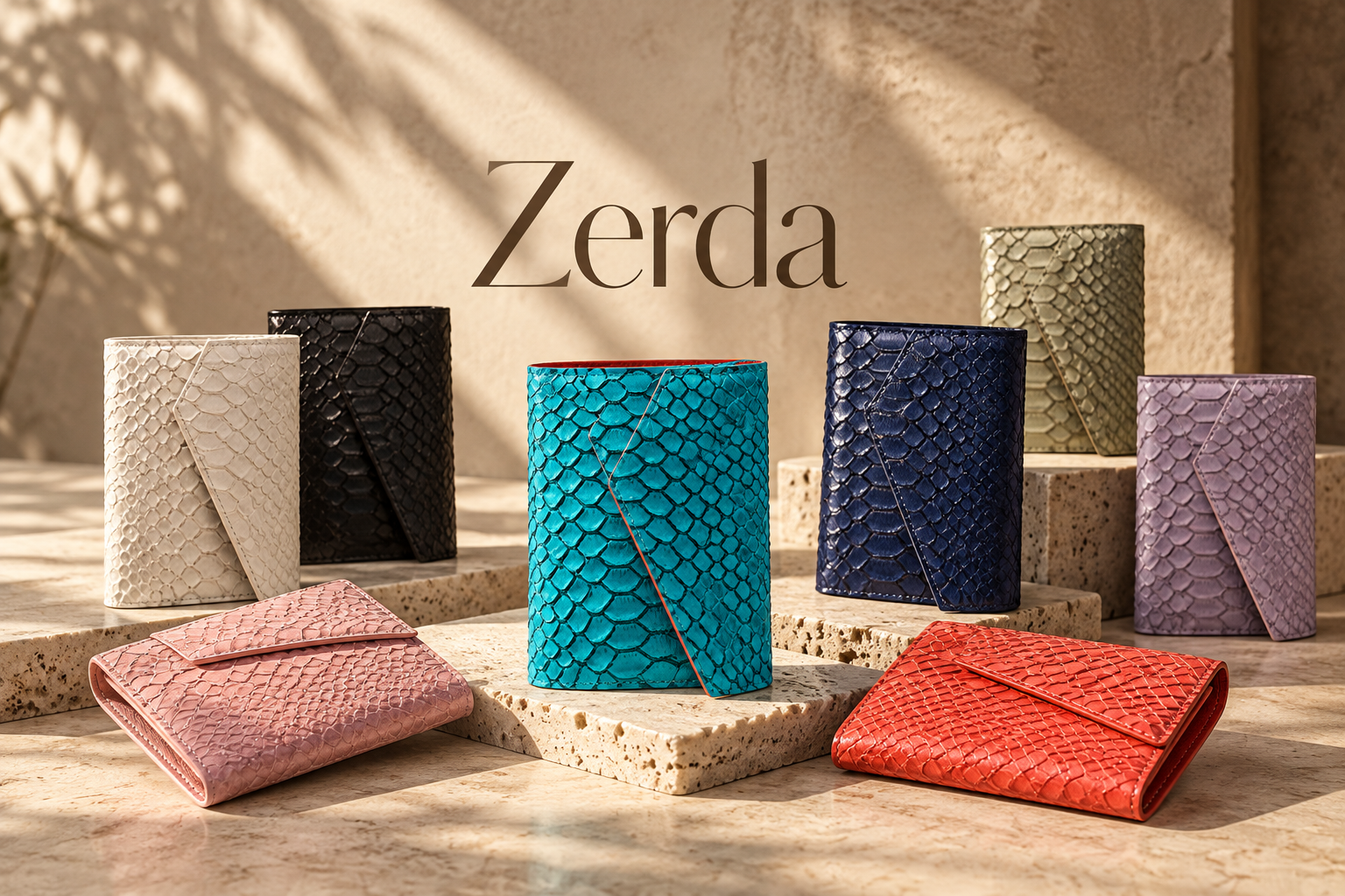 Selección de carteras Zerda con acabado reptil